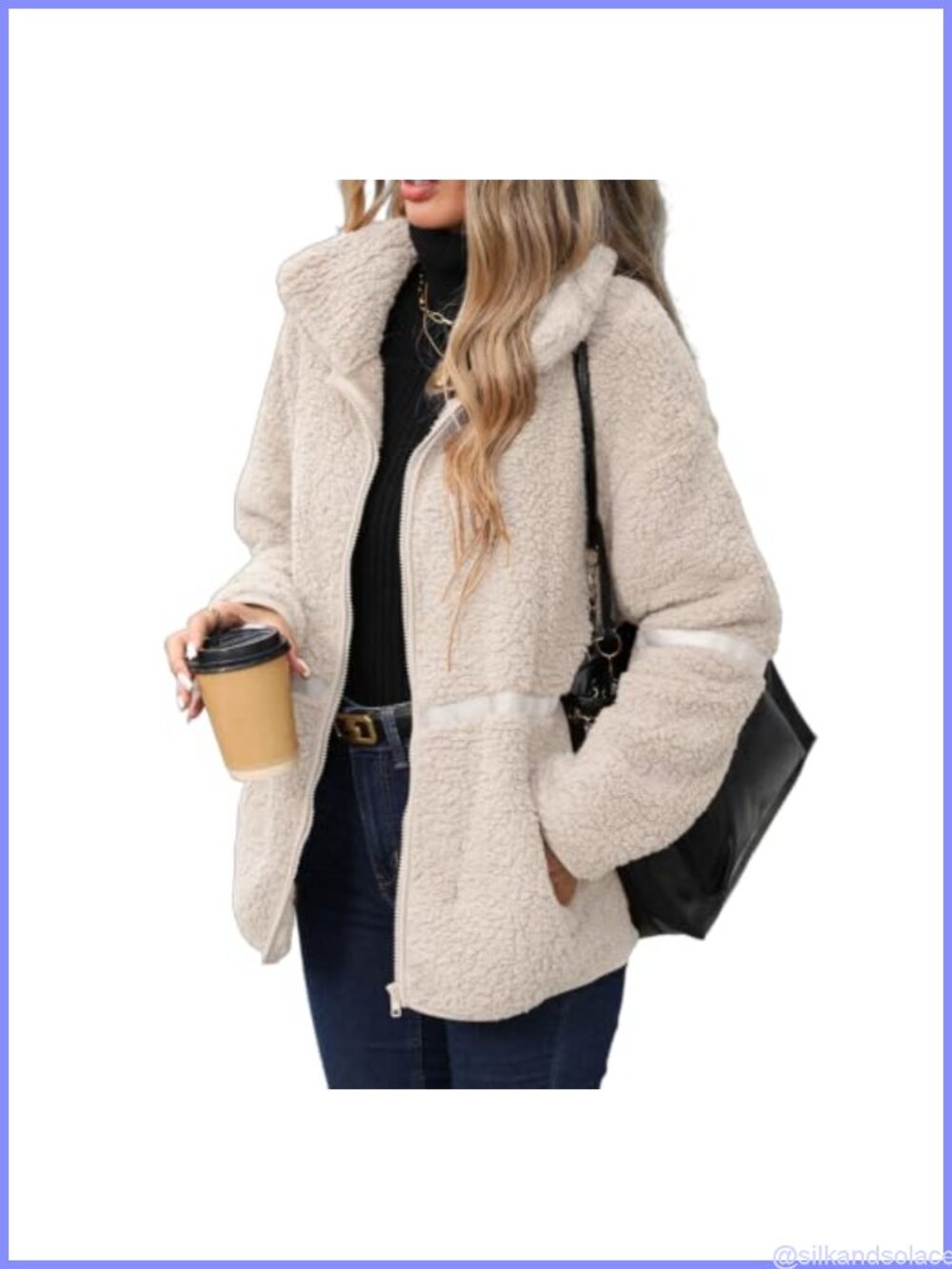 Sherpa Fleece Zip Jacket Full Zip Pockets Fuzzy Teddy Coat